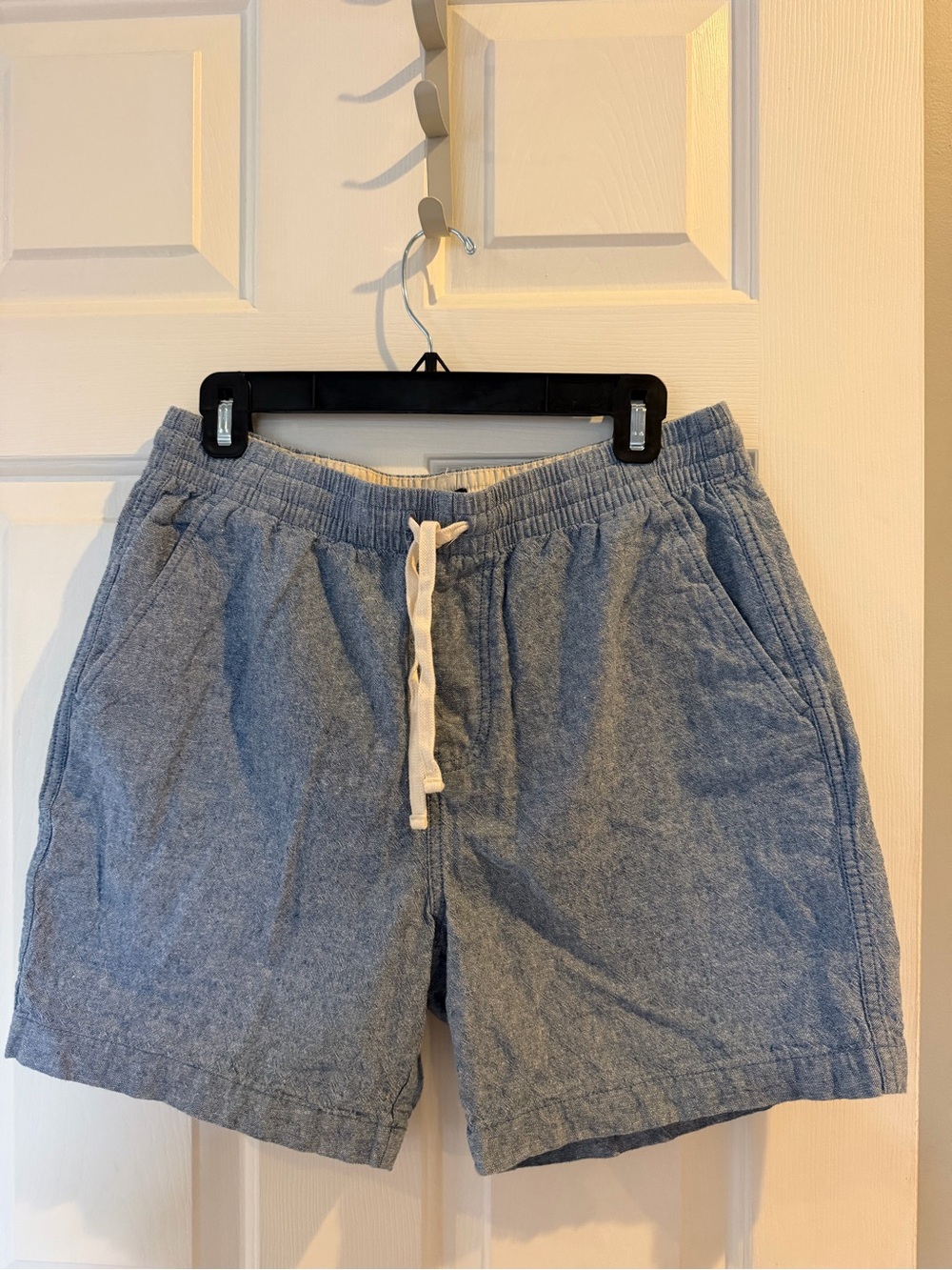 J. Crew Chambray Drawstring Athletic Shorts in Light Blue